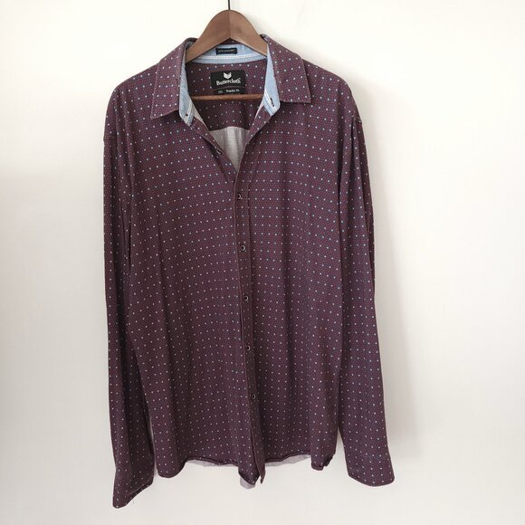 Buttercloth Other - Buttercloth Icy Cotton Purple Blue Geometric Print Long Sheeve Shirt Sx XXL